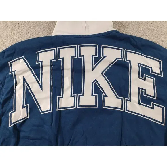 Nike Sweatshirt Women's Large Blue 1/2 Zip Fleece Team Jacket Cotton Stretch - Picture 9 of 12